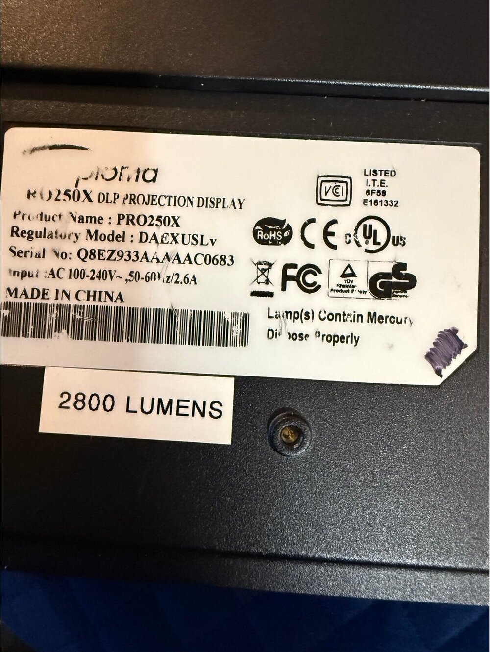 Optoma PRO250X DLP Projector Bundle - Case/Remote/Cables Included! Complete - Picture 3 of 7